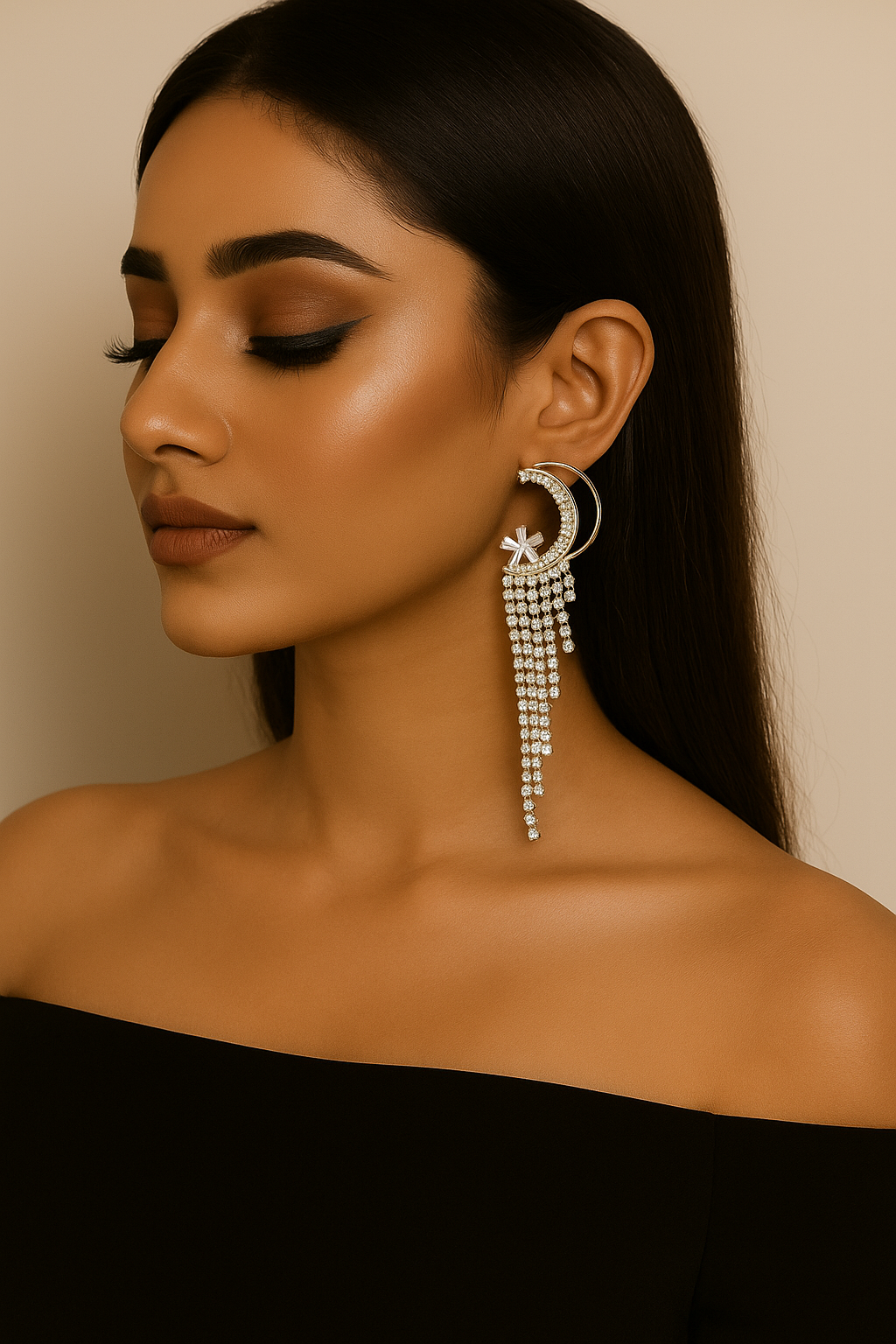 Celestial Crescent Starfall Earrings