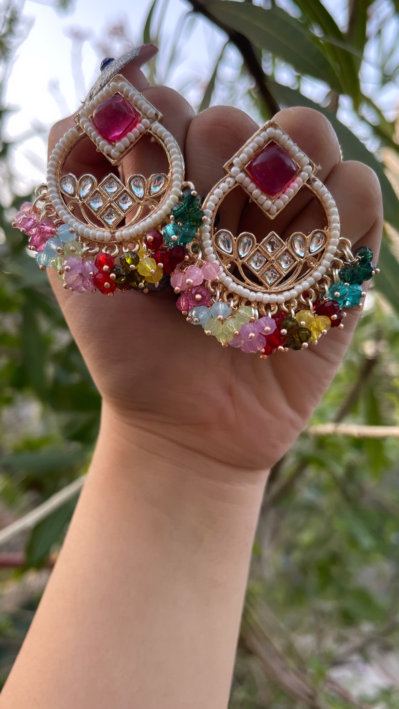 Hoop Earrings With Beaded Fringe