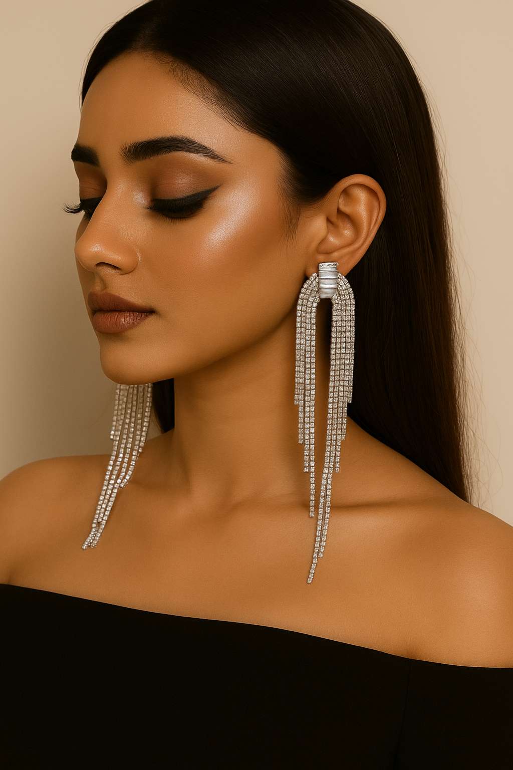 Radiant Waterfall Arch Rhinestone Earrings