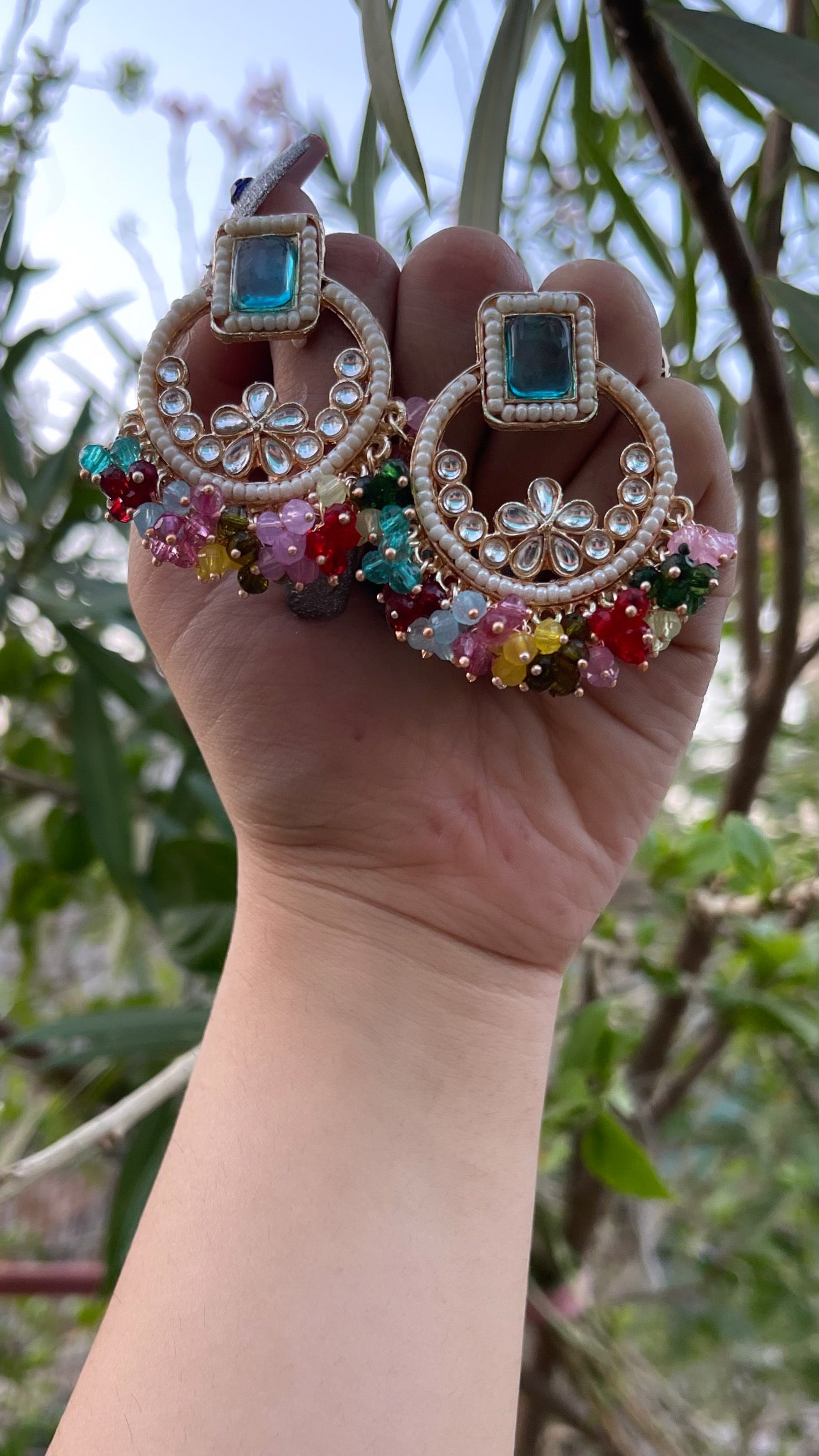 Hoop Earrings With Beaded Fringe