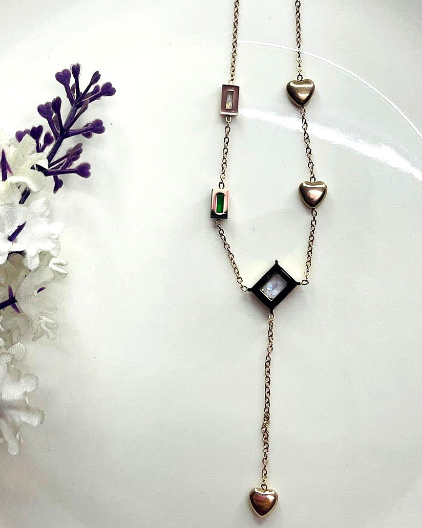 Celestial Heartline Necklace – Moon & Mars Inspired
