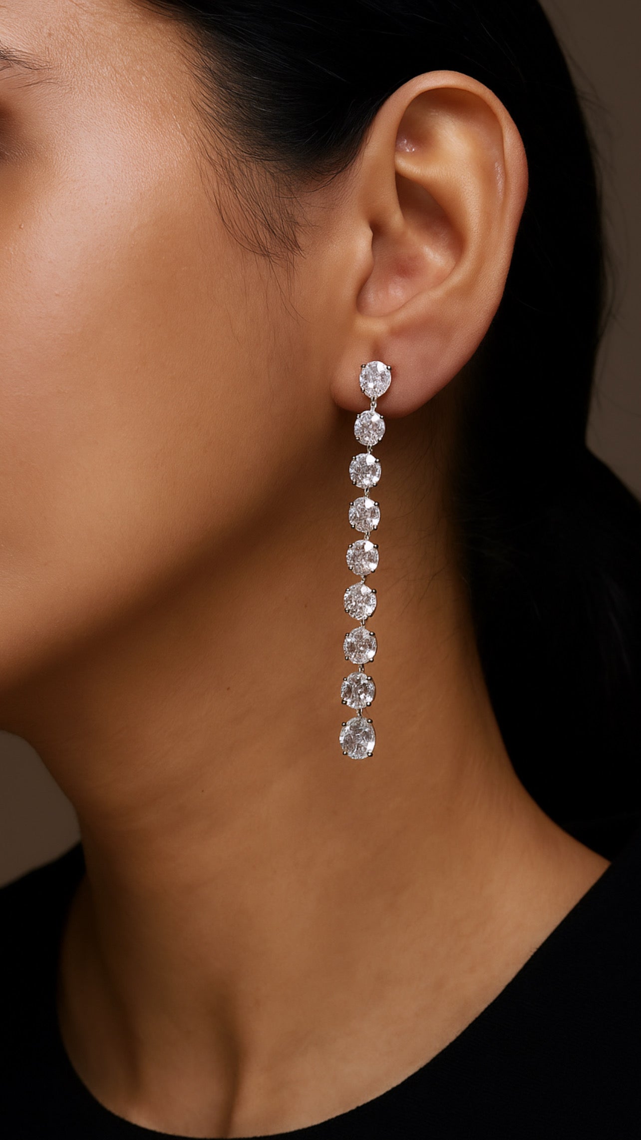 Rhinestone drop earrings with a silver-tone finish