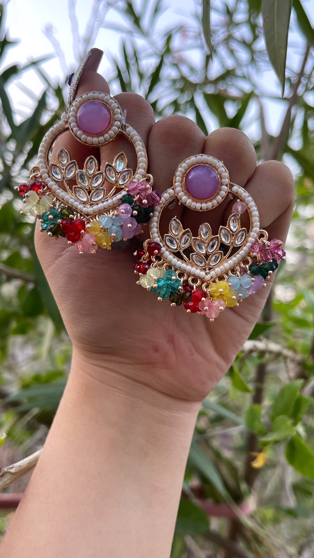 Hoop Earrings With Beaded Fringe