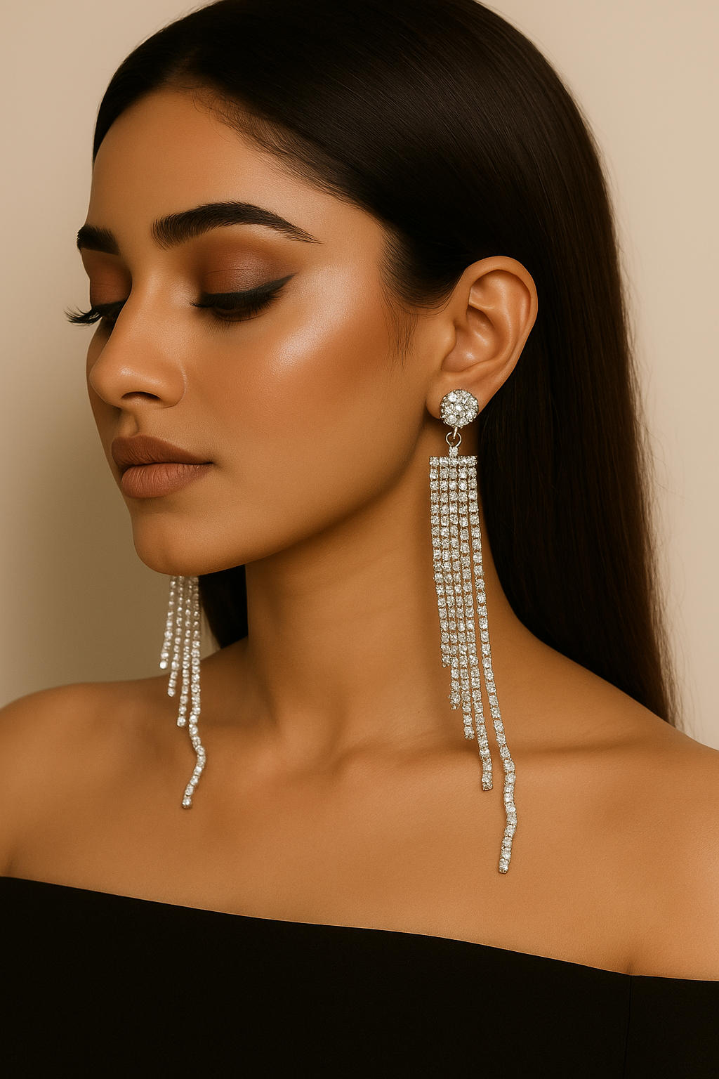 Crystal Cascade Rhinestone Dangler Earrings