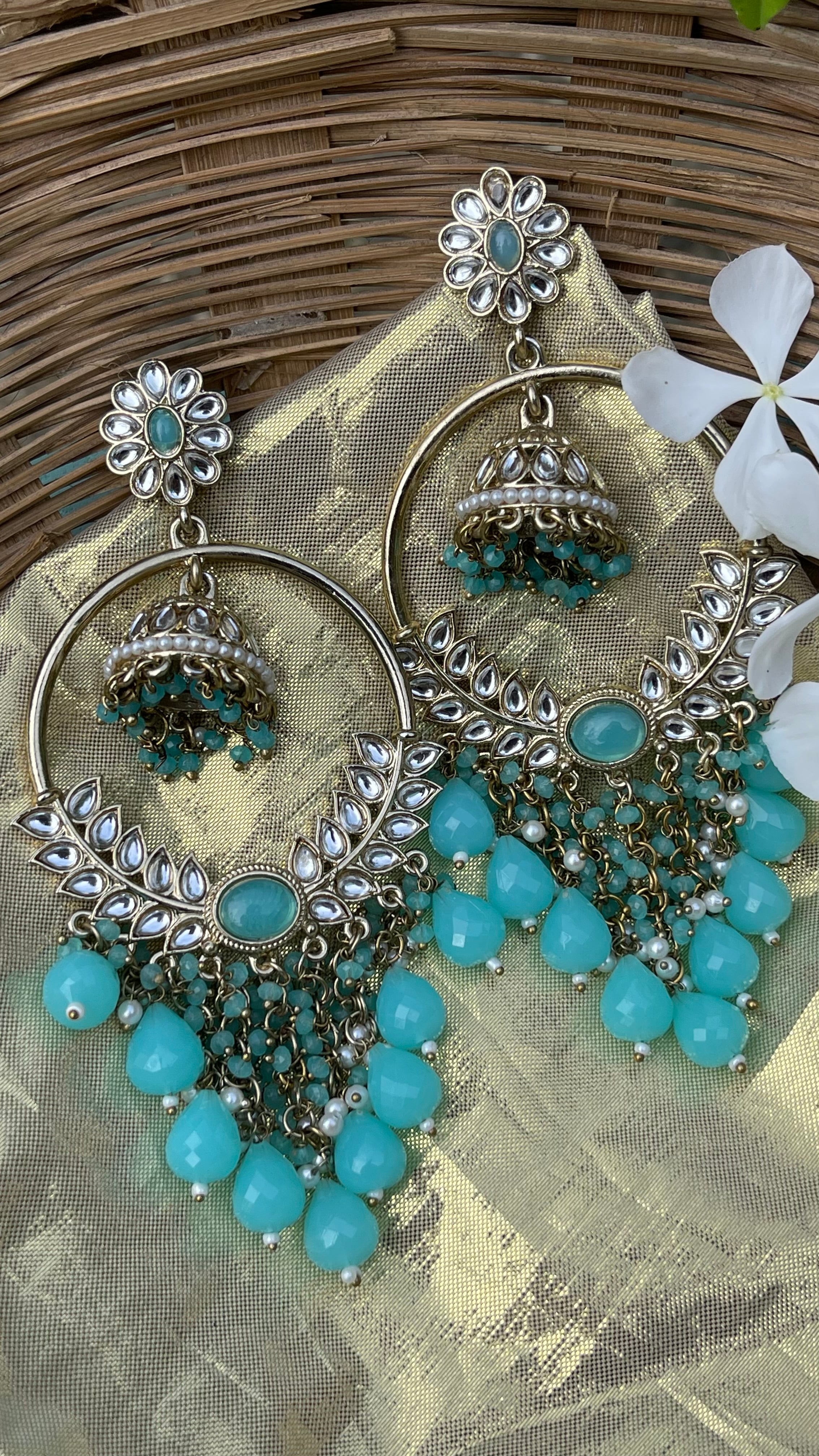 Mayuri Earrings — Royal Chandbali in Purple, Green & Pink