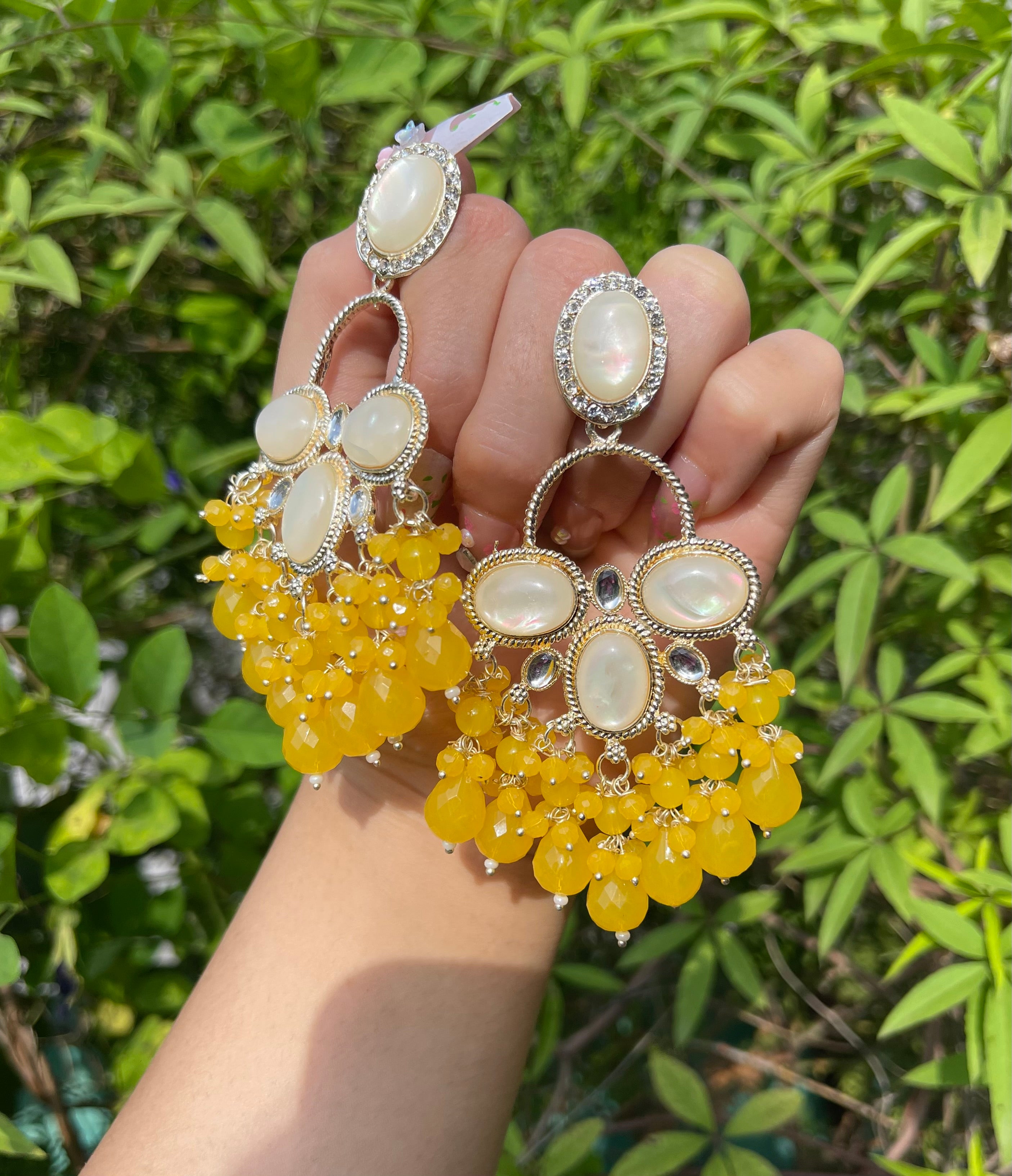 Kanika Earrings — Festive Earrings in Yellow, Black & Wine