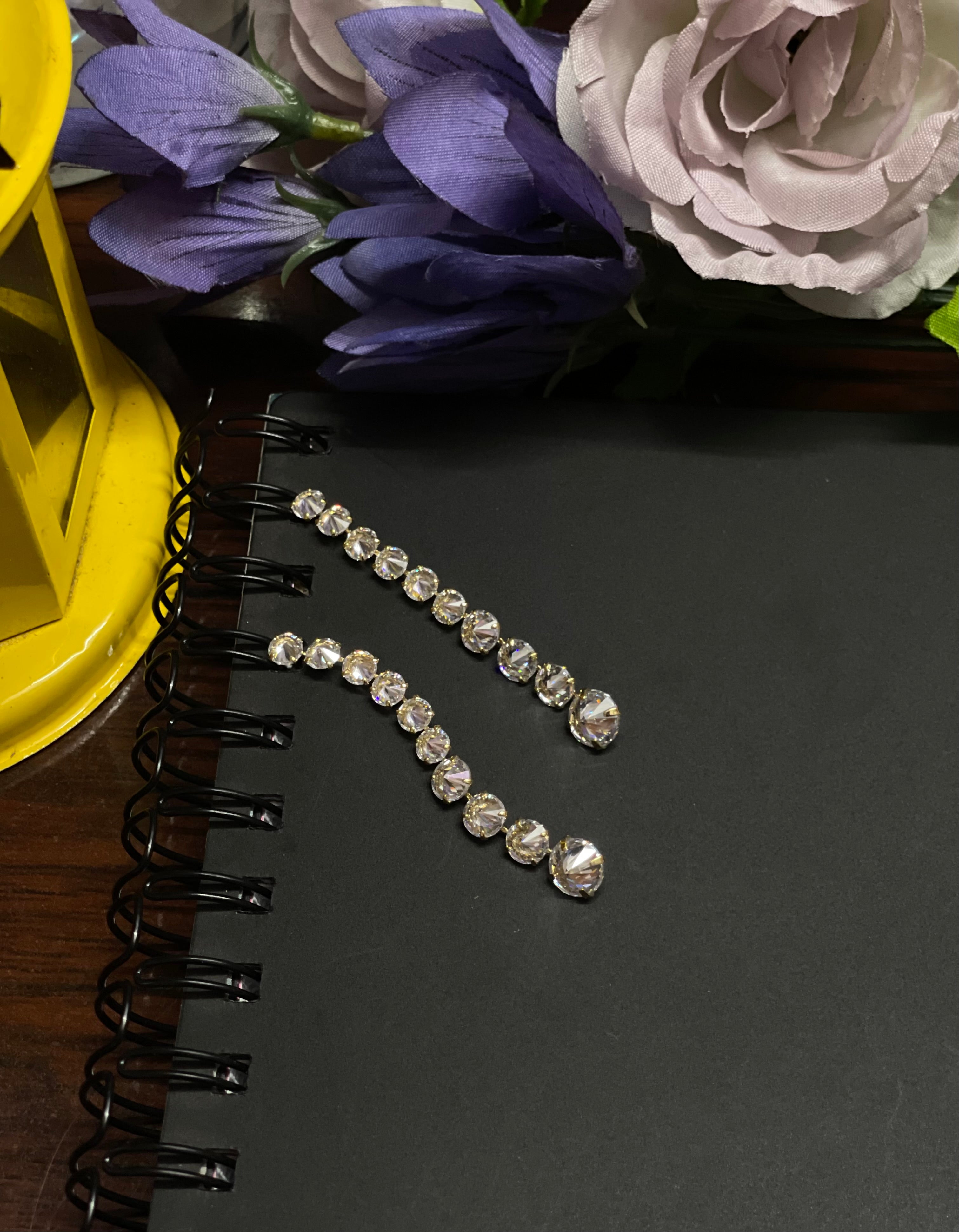 Rhinestone drop earrings with a silver-tone finish