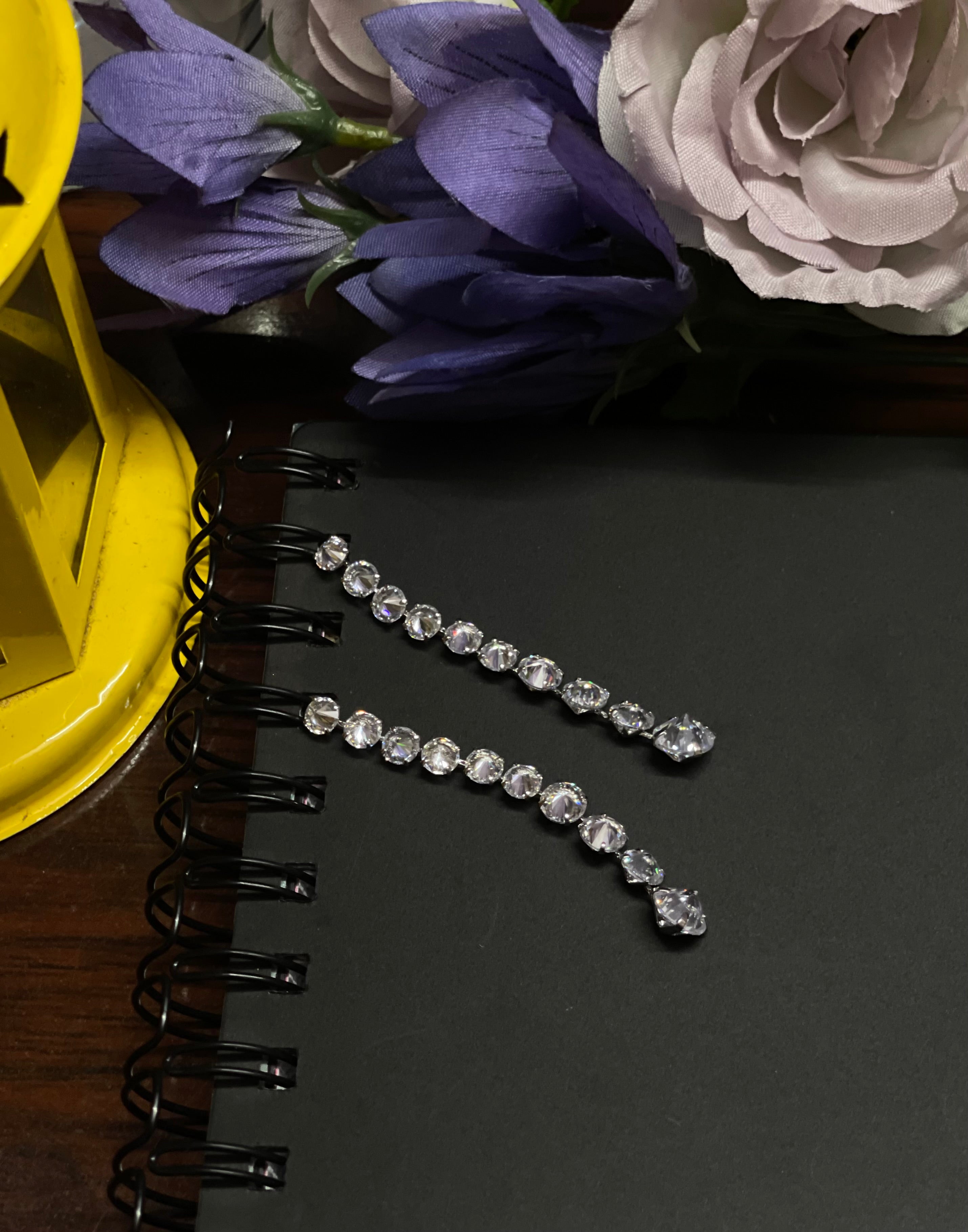 Rhinestone drop earrings with a silver-tone finish