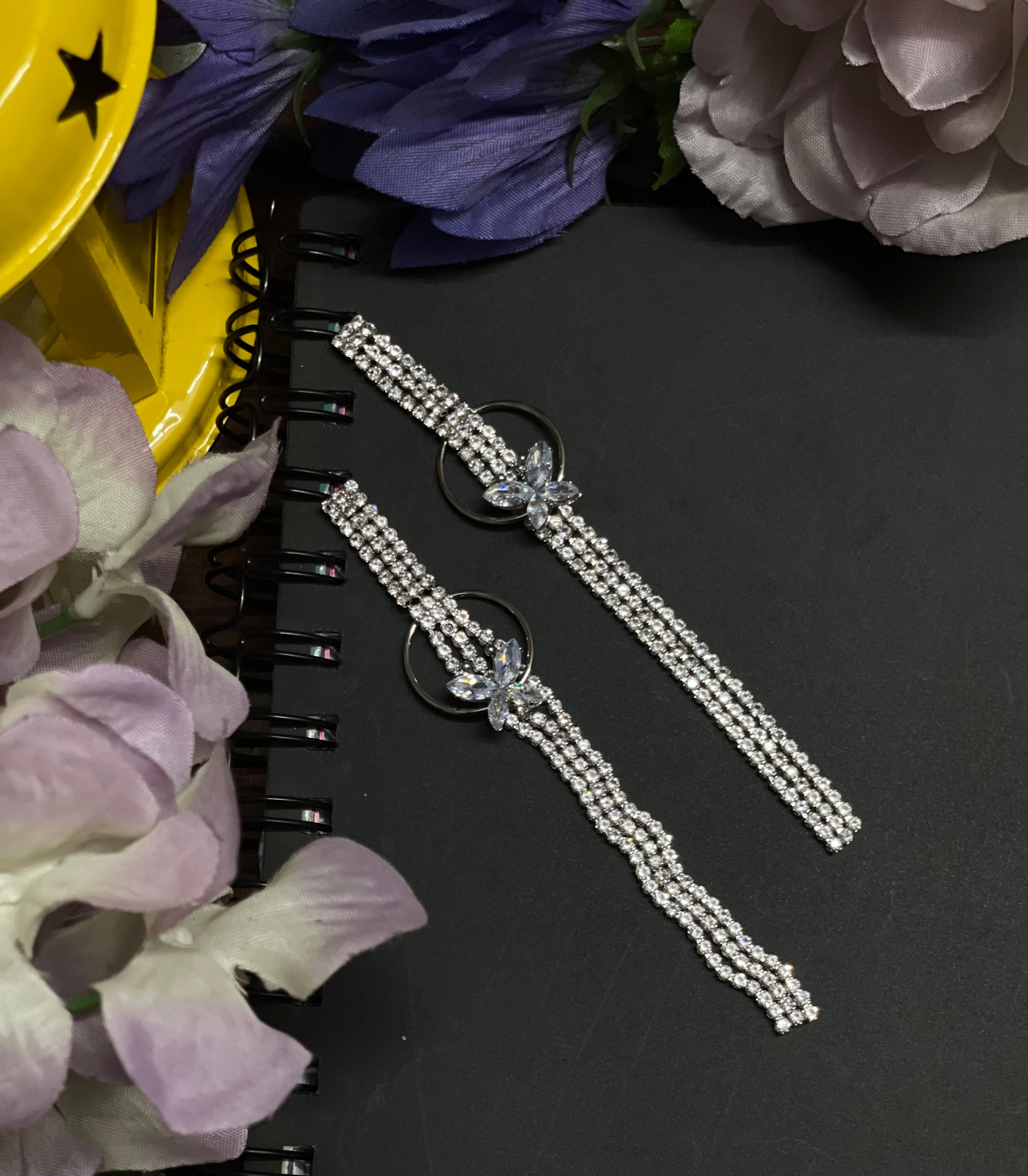 Butterfly Charm Triple-Strand Statement Earrings (Gold & Silver Variants)