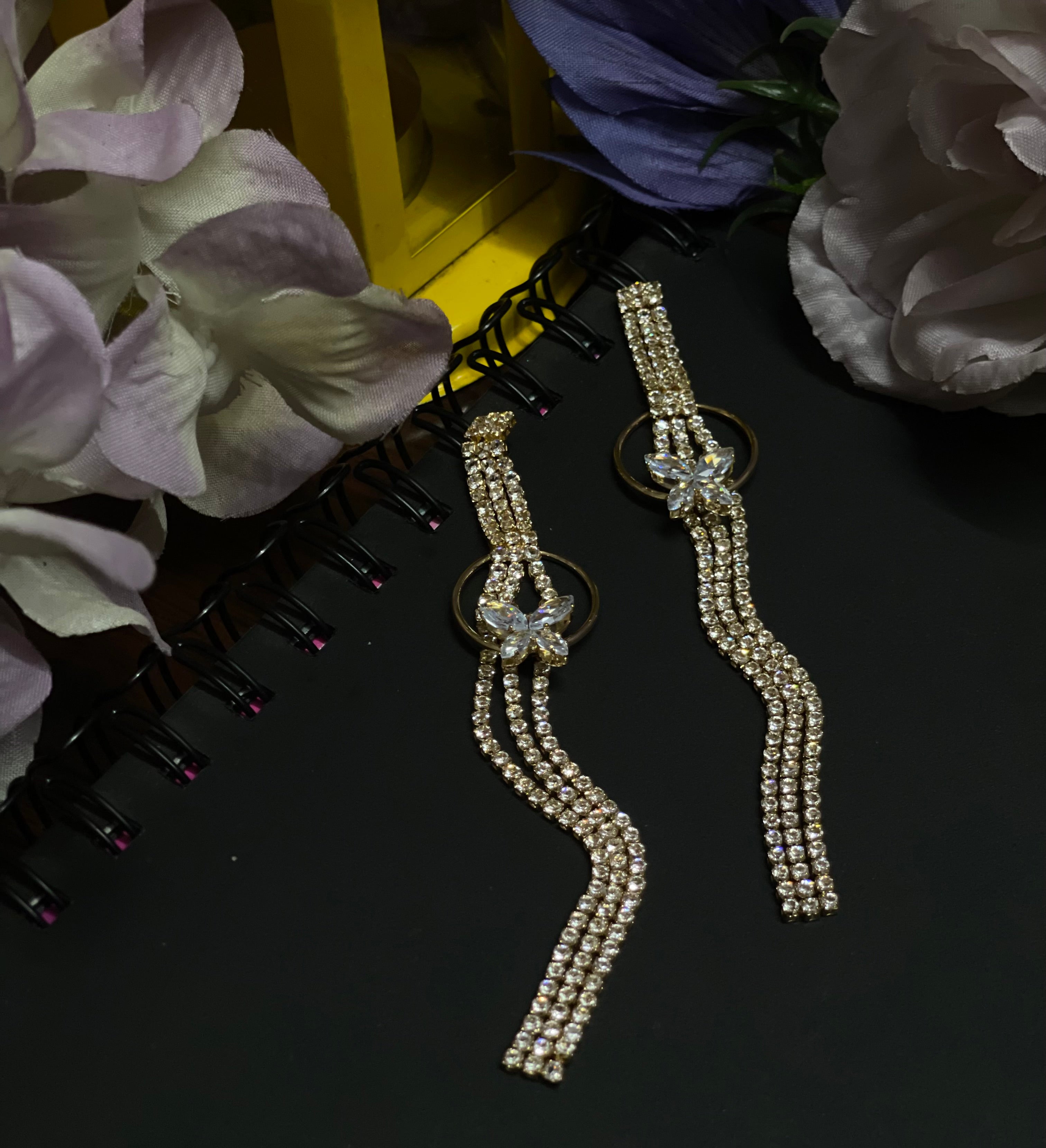 Butterfly Charm Triple-Strand Statement Earrings (Gold & Silver Variants)
