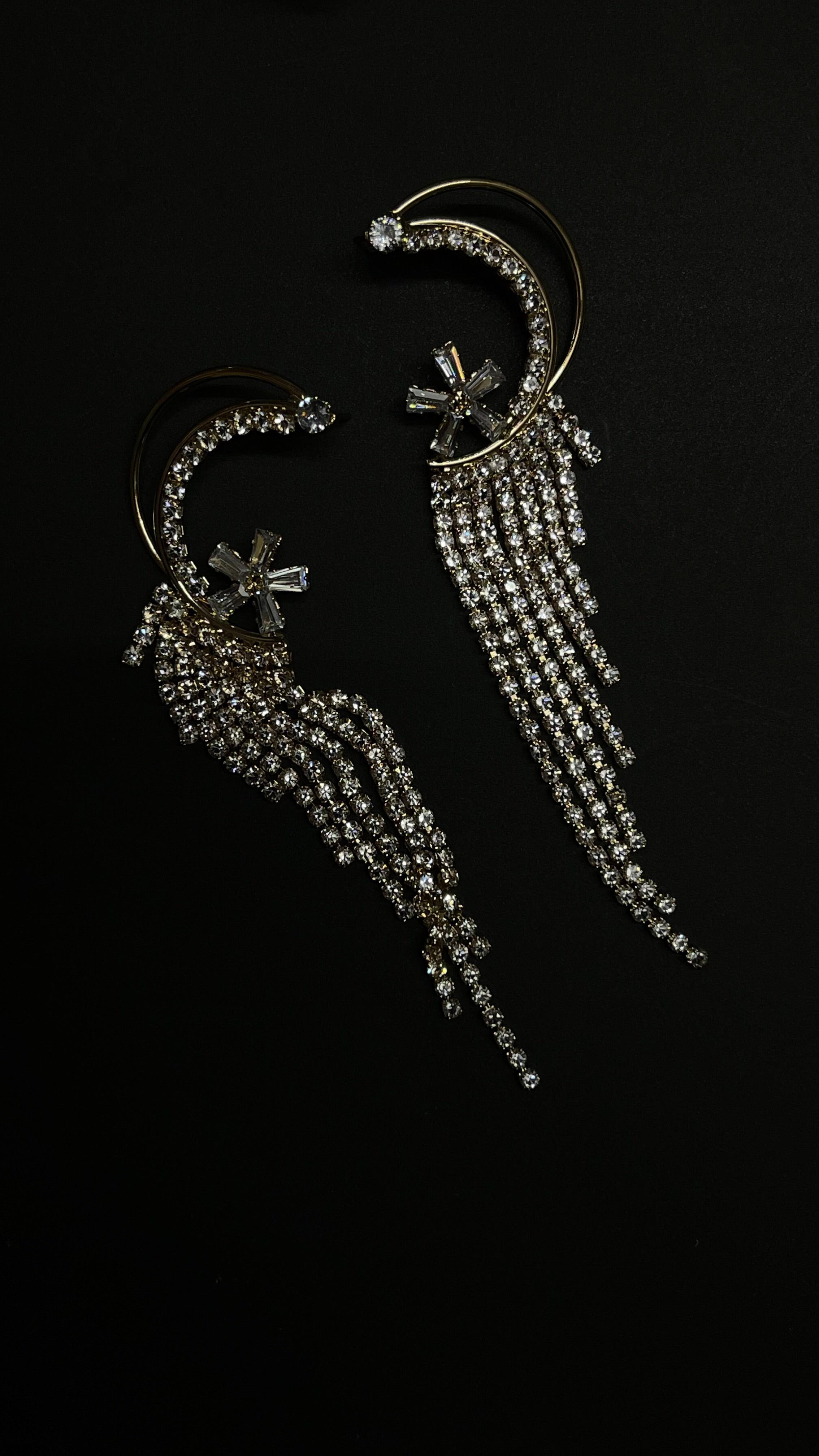 Celestial Crescent Starfall Earrings
