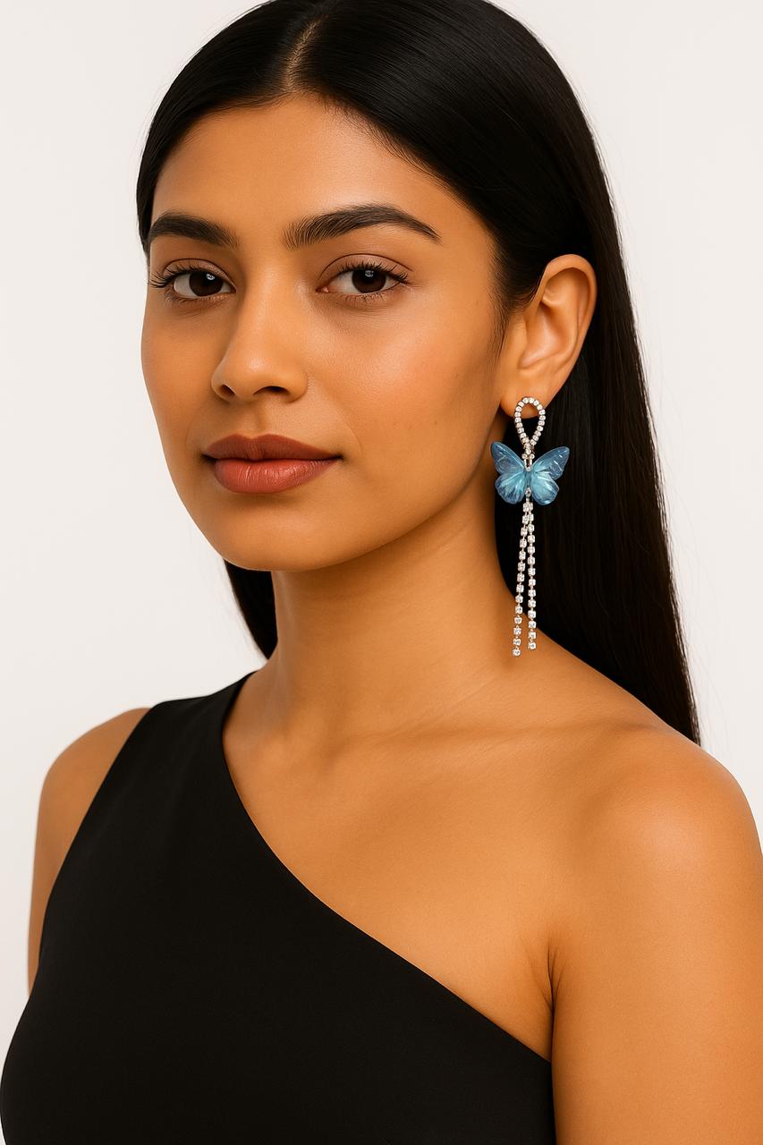 Blue Butterfly Dangle Earrings