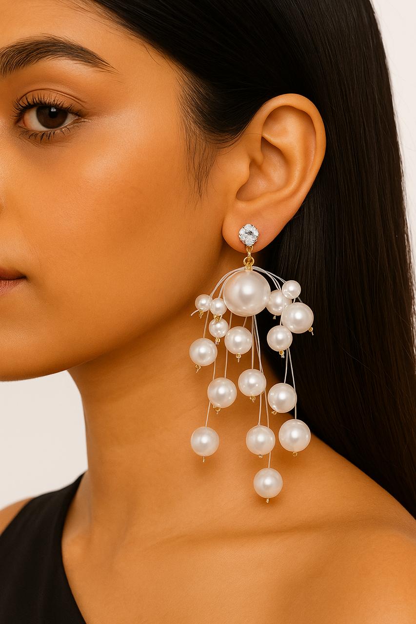 Statement Pearl Cluster Earrings