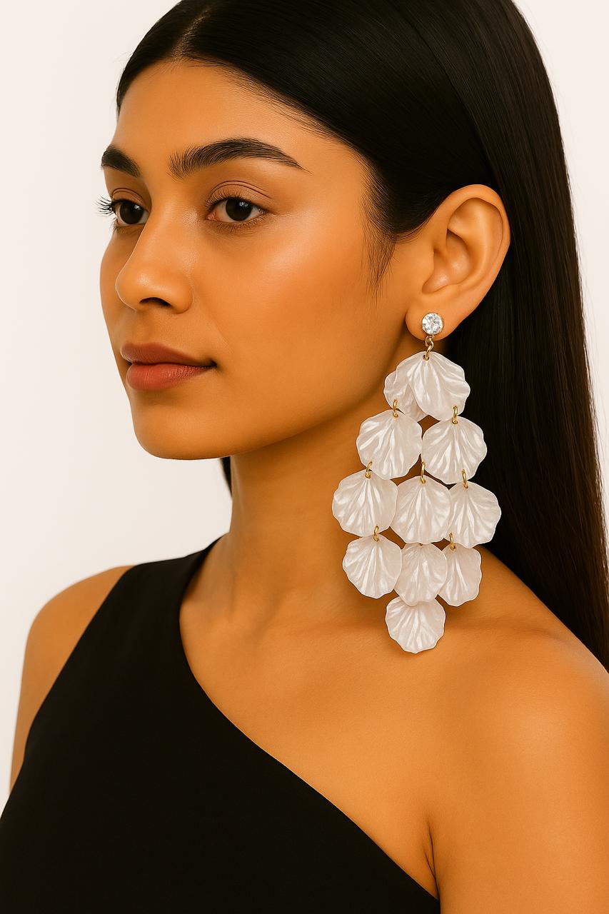 White Bloom Statement Earrings