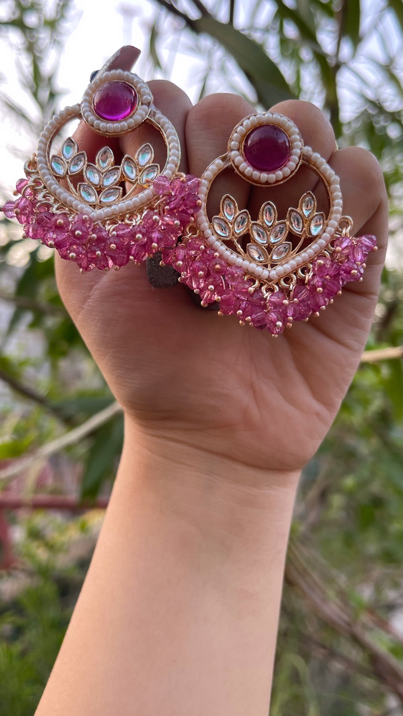 Hoop Earrings With Beaded Fringe