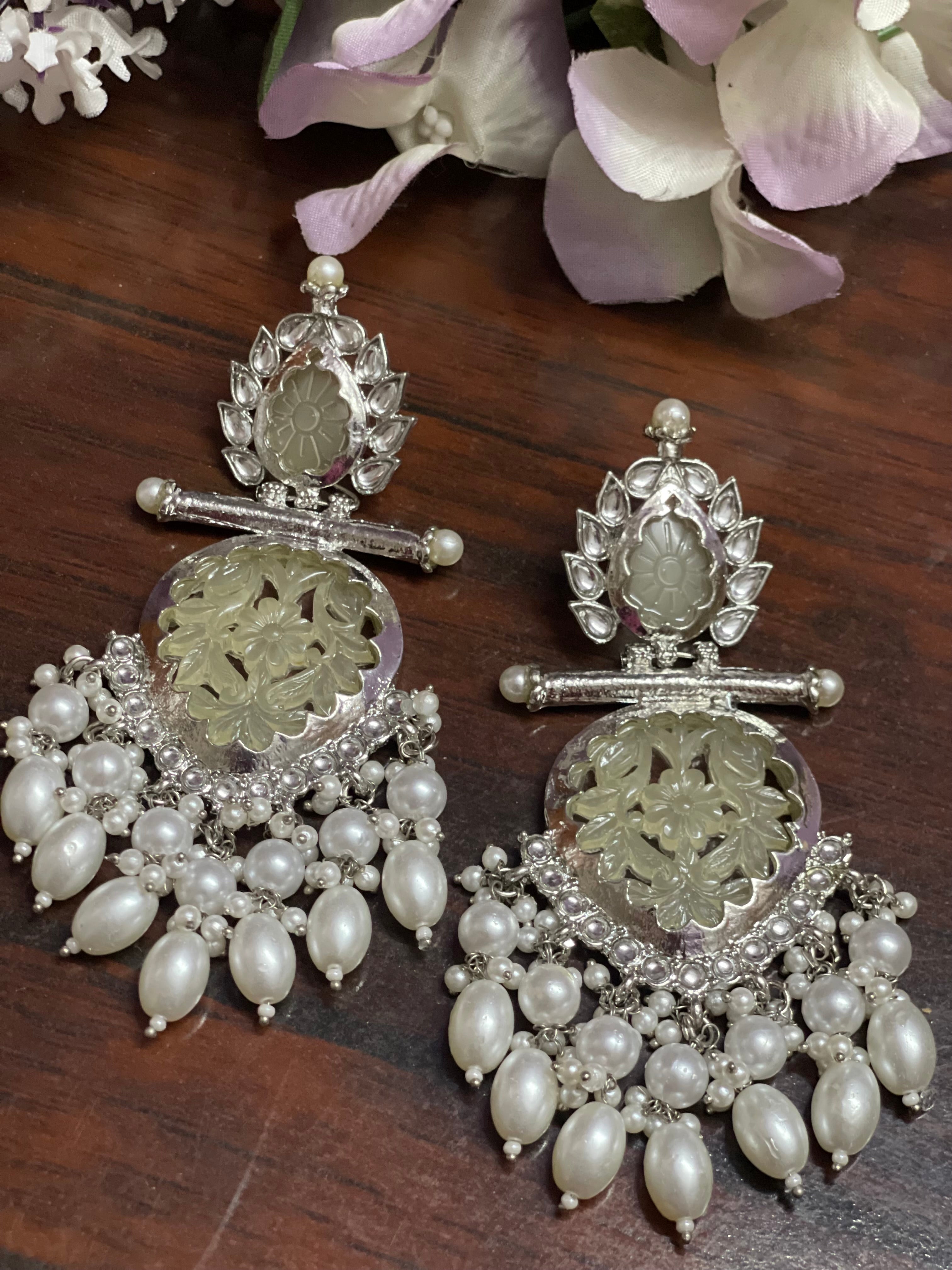 Chandrika Silver Pearl  Earrings