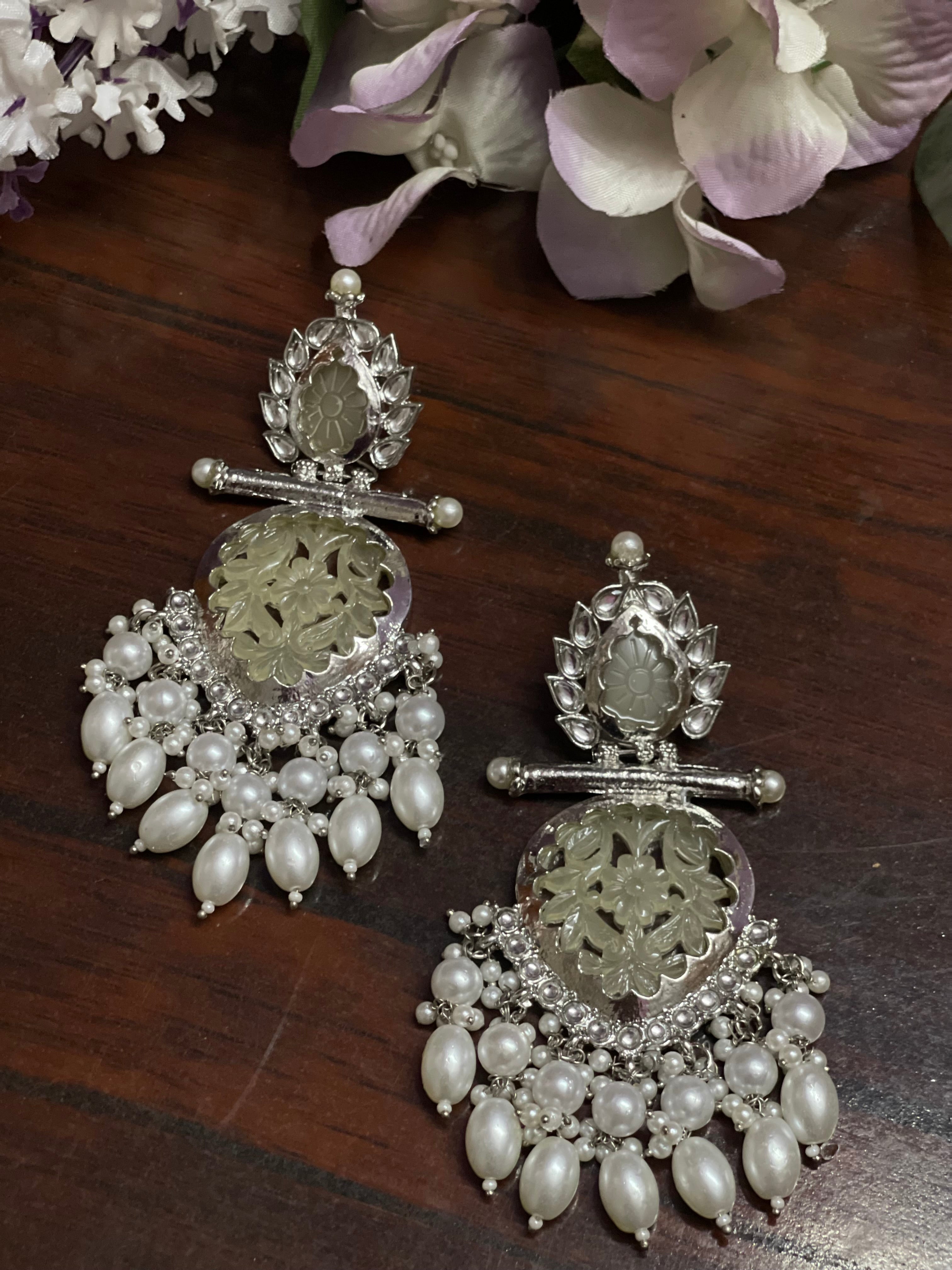 Chandrika Silver Pearl  Earrings