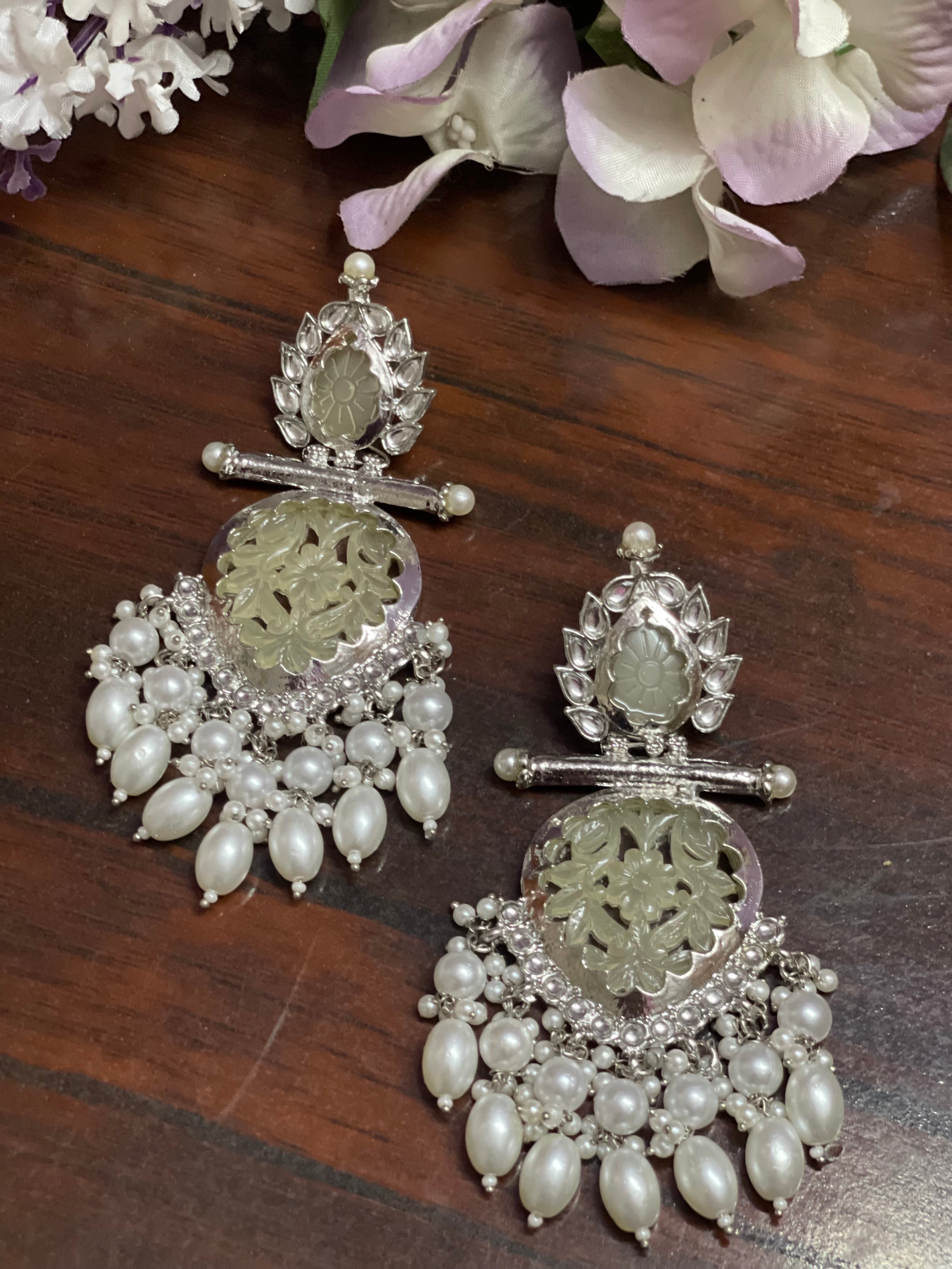 Chandrika Silver Pearl  Earrings